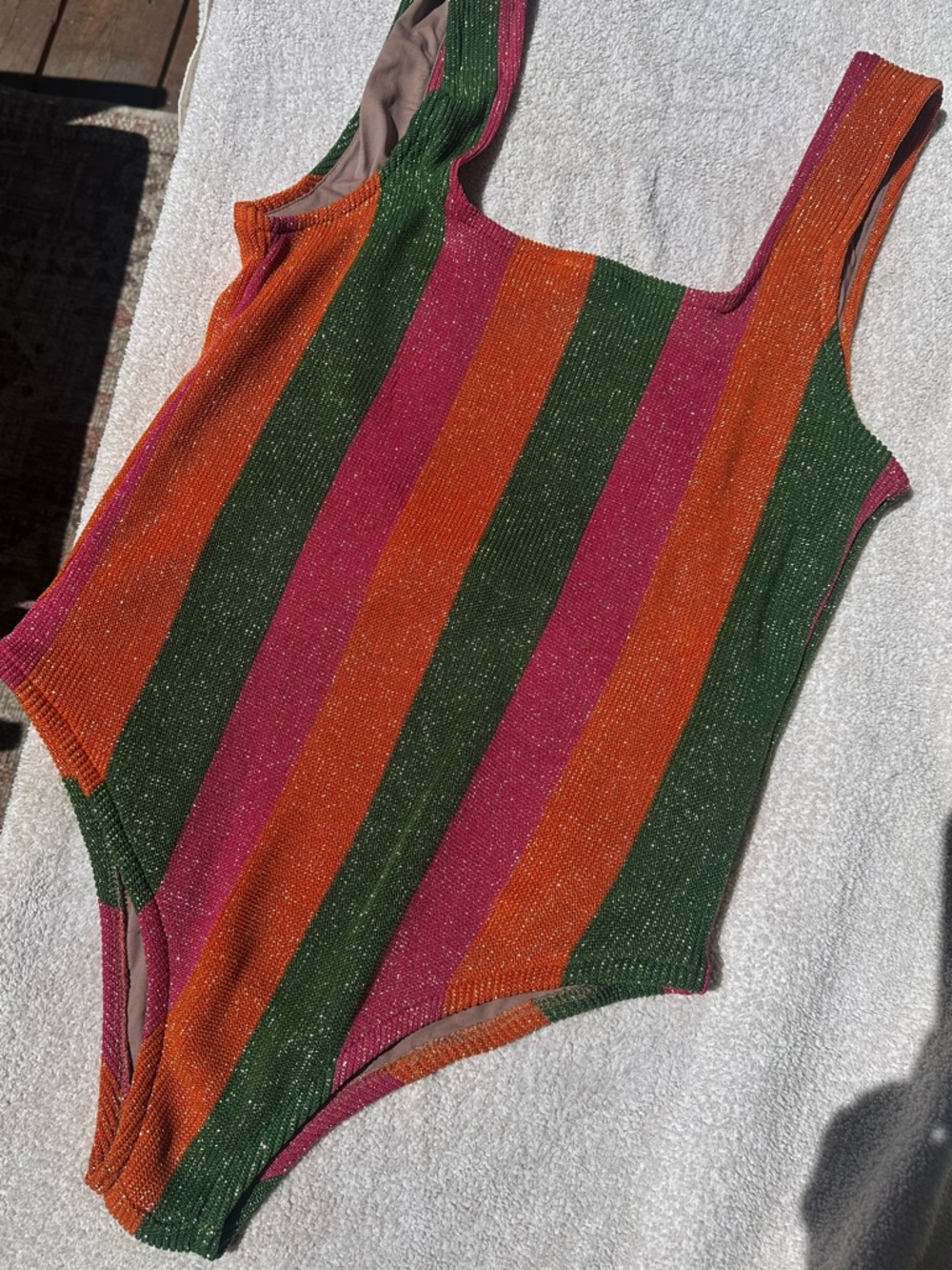 Farm Rio Shimmering Striped Bodysuit Swimsuit - Taylor Swift Anti-Hero